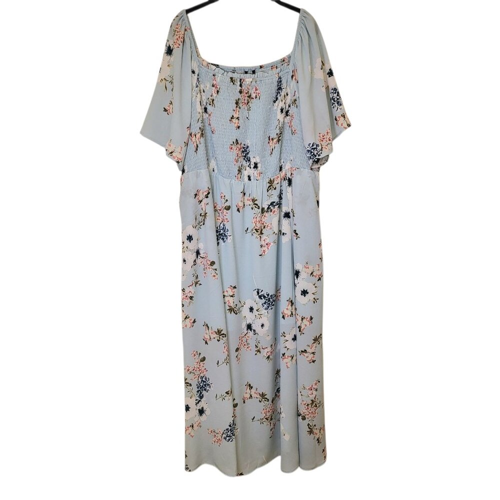 Womens Bloomchic Spring Summer Romantic Bohemian Blue Floral Maxi Dress Sz 22-24 - Picture 1 of 9